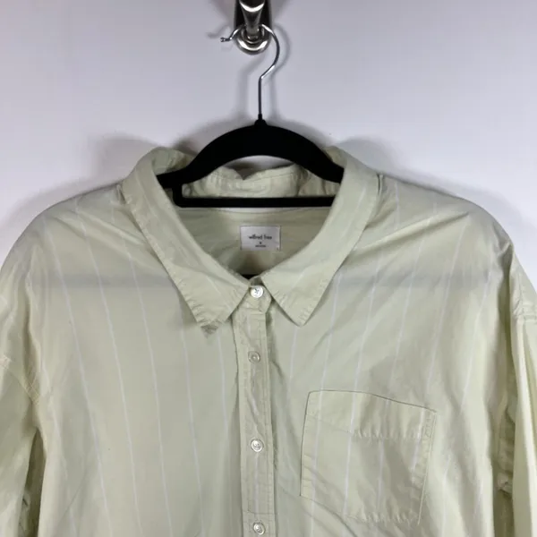 Aritzia Wilfred Free Button‎ Up Shirt Women's Medium Oversized Yellow Long Sleeve Pocket - Image 2