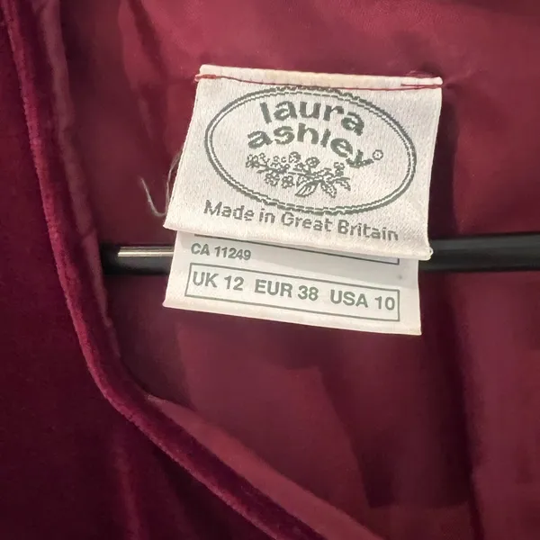 Laura Ashley Vintage Burgundy Velvet Dress 80sRomance Victorian Ralph Christmas - Image 5