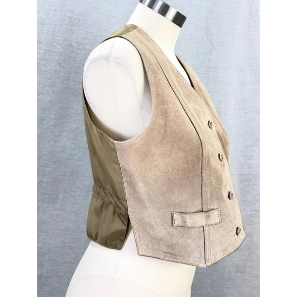 Vintage 70s Sears JR Bazaar Tan Suede‎ Leather Vest Women's L Western Boho - Image 7