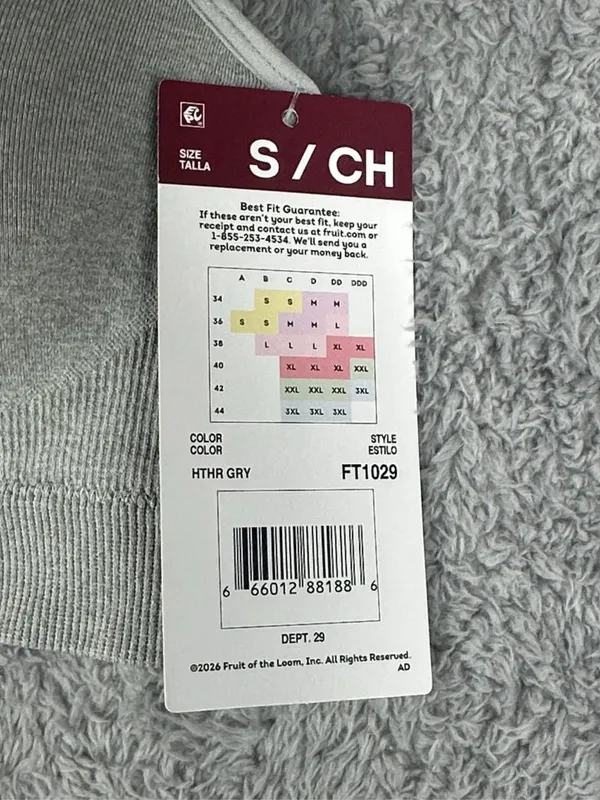 Fruit of the Loom Womens Seamless Wireless T-Shirt Bra Gray Size Small - Image 2