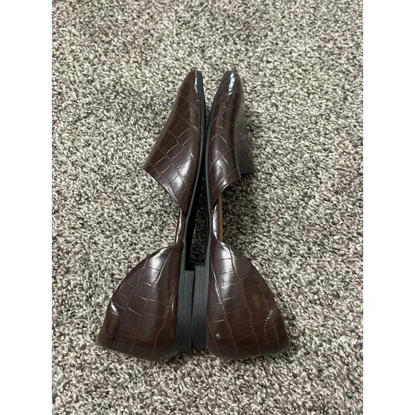 Old Navy Deep Brown Croc-Embossed Square-Toe d'Orsay Flats 8 - Image 7