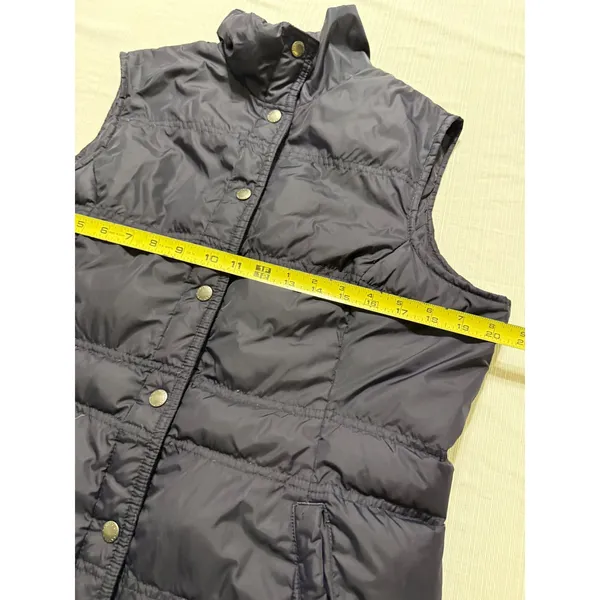 Lands End Womens Navy Blue Down Puffer Vest Snap Front‎ Quilted Size M 10-12 - Image 3