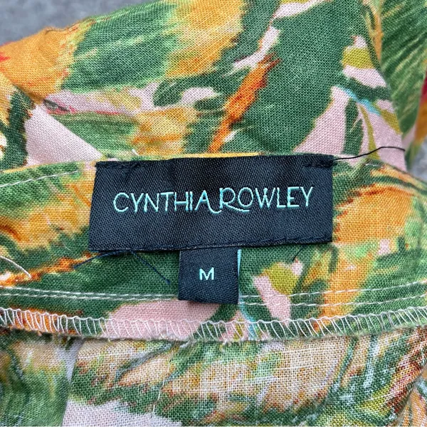Cynthia Rowley Linen Blend Multicolor Tropical Wide Leg Jumpsuit Medium M - Image 6