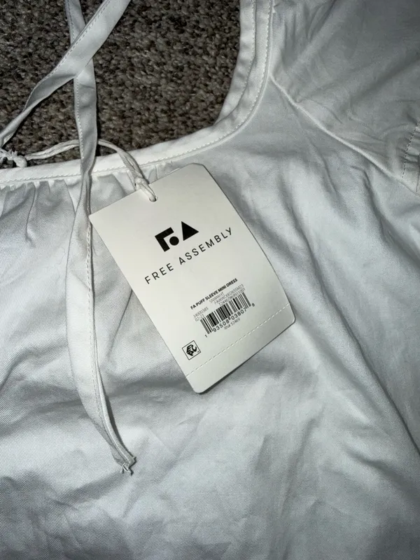 Free Assembly FA Puff Sleeve Mini Dress in White - Image 2