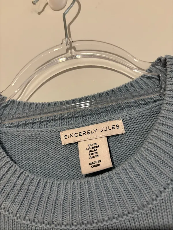 Sincerely Jules Sunday Scaries Soft Knit‎ Sweater Light Blue size medium - Image 3
