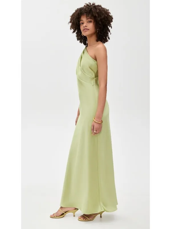 Veronica Beard Tanya Taylor Stassi Dress in Light Parakeet 8 Womens Long Satin Maxi Gown - Image 3