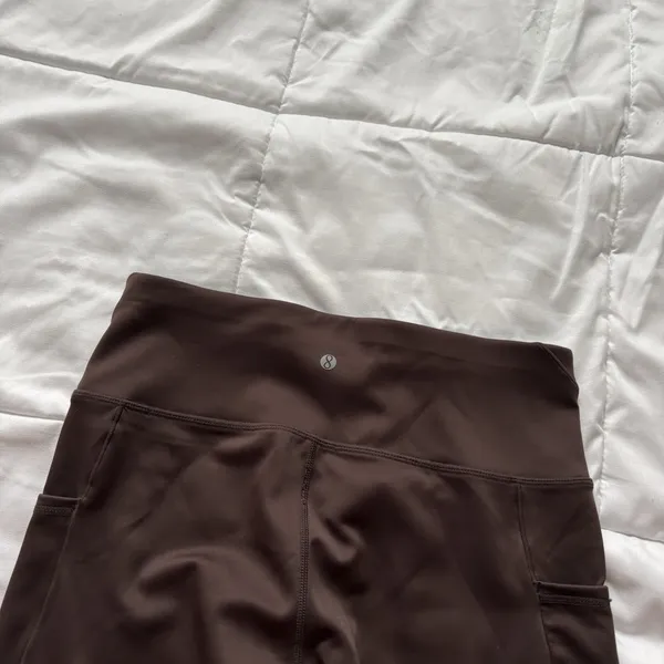 Womens Size Medium Leggings Activewear Running Yoga Brown‎ Pockets Nylon Blend - Image 8