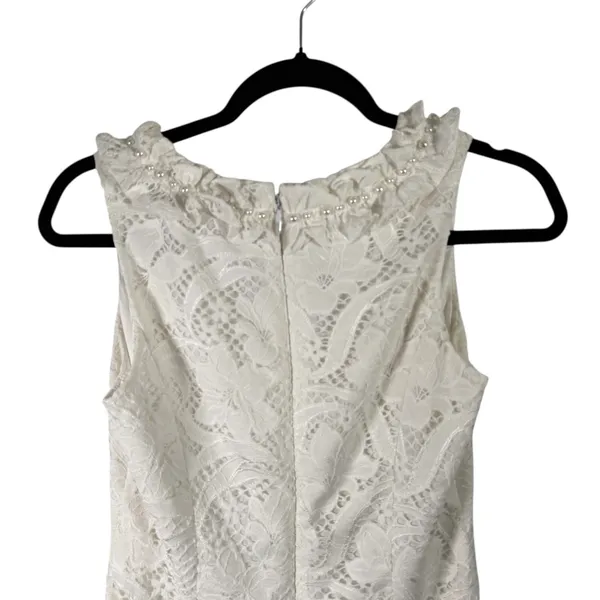 Lilly Pulitzer Kiera Shift Dress White Lace Pearl Ruffle Bride‎ Preppy Womens 0 - Image 9