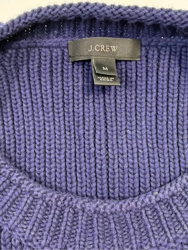 J. Crew Cotton Blend Navy Crewneck Sweater with Side Ties - Image 7
