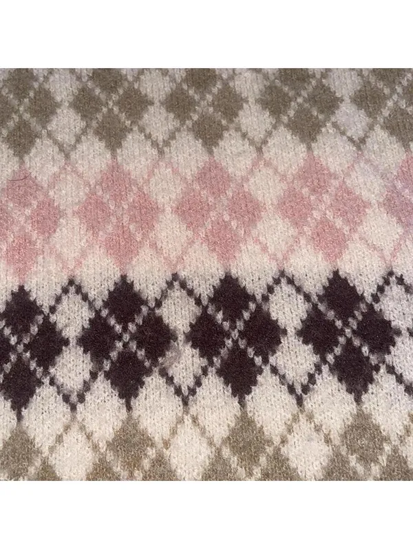 💕Pink neutrals Argyle diamond printed sweater vest - Image 3