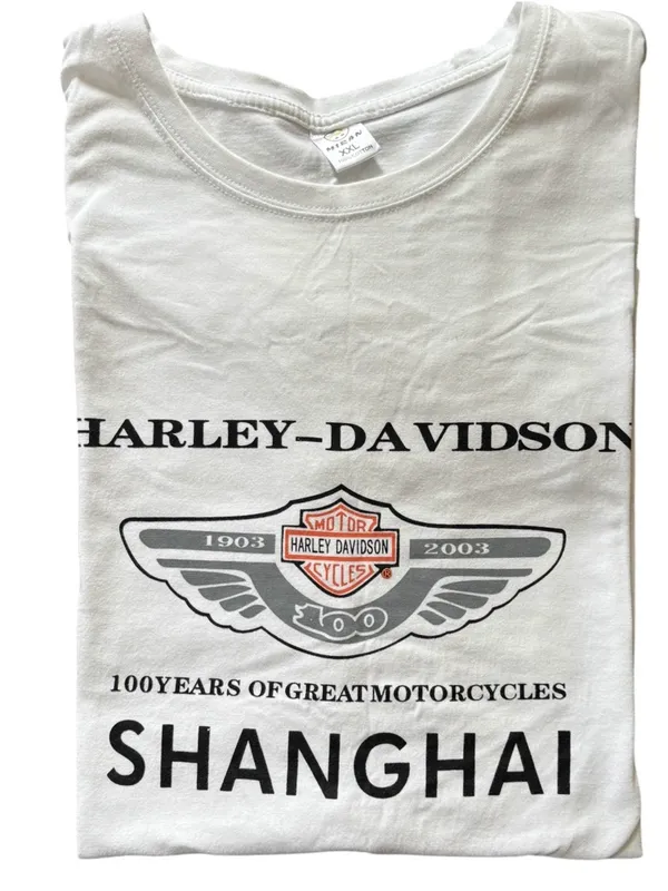 VTG Harley~Davidson Tee XXL Shanghai 2003 100 Years Of Great Motorcycles White - Image 2
