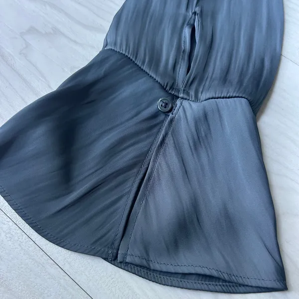 A New Day Blue Satin Blouse Top Career Wear Flowy Boho Size Small - Image 5