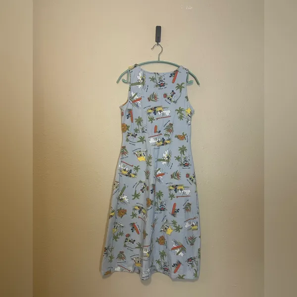 Disney Shopping Vintage Tiki Hawaiian Print Surplice Dress Mickey Minnie‎ Medium - Image 5