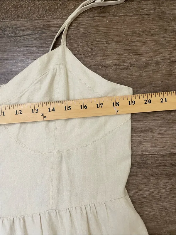 Aerie Linen Blend Tie Strap Dress Size XL Cream Babydoll Boho Beach Coastal - Image 12
