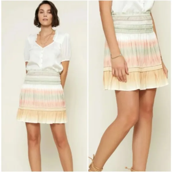 Anthropologie‎ Current Air XS Ombre Smocked Mini Skirt Boho Flowy 2050126-1 - Image 3