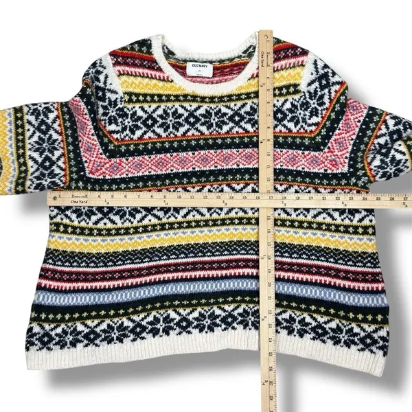 Old Navy Fair Isle Chunky Knit Sweater & Scarf White Multicolor‎ XXL - Image 15