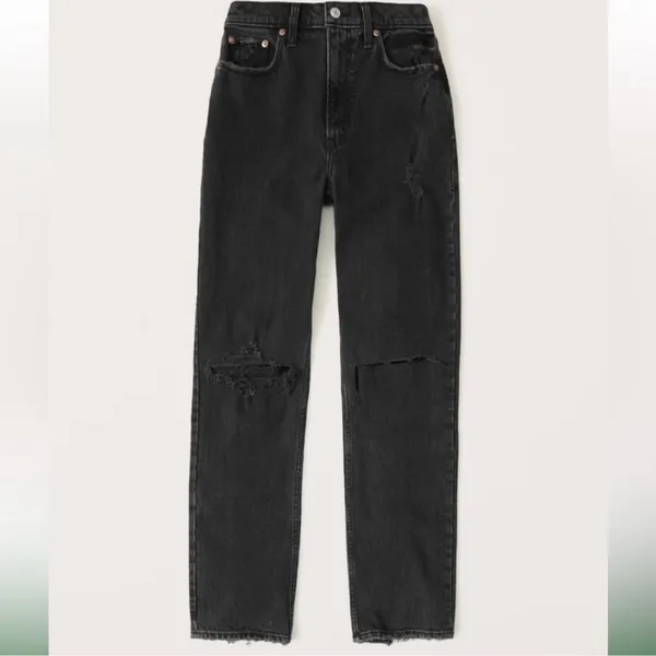 Abercrombie & Fitch The 90s Straight Ultra High Rise Jeans‎ Black Distressed - Image 10