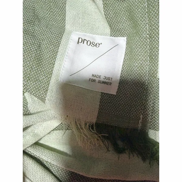 Prose Shawl Wrap Womens Green & White Striped Lightweight Fringe Scarf - Image 4
