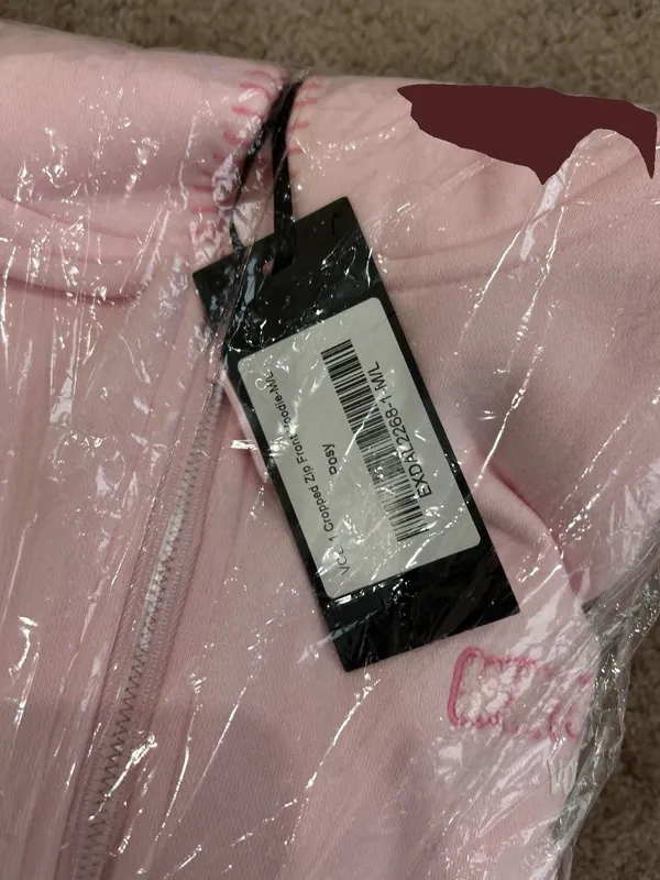 White Fox Boutique Posy Pink Wide Leg Pants And Crop Hoodie Set M/L New - Image 10