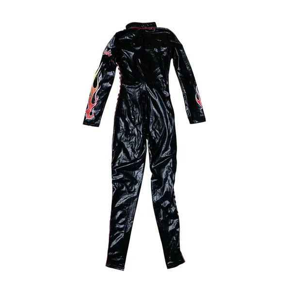 Dreamgirl Racing Flame Checkered Zip Costume Jumpsuit Womens Small - Image 4