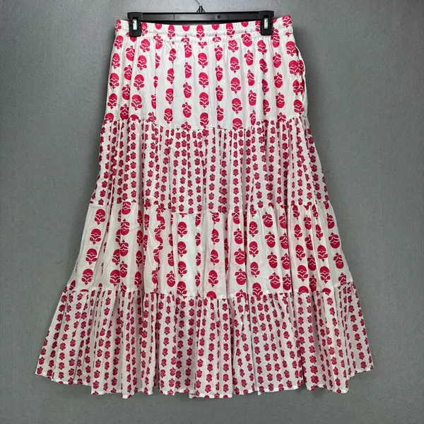 NWT Philosophy Maxi Skirt Large Red/White Floral Tiered Boho Festival Peasant - Image 3