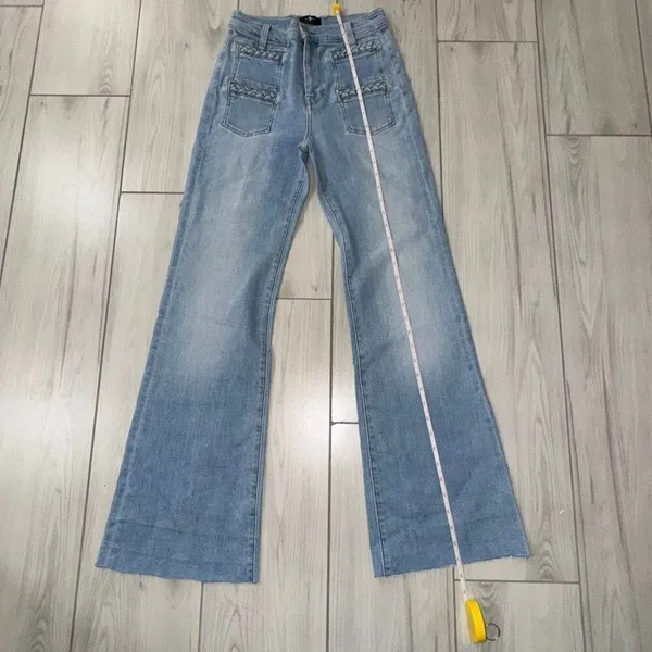 NWOT 7 For All Mankind Braided Denim‎ Flare Jeans Wide Leg Women's Size 26 Light - Image 8