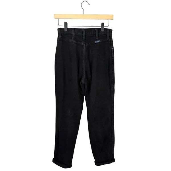 Wrangler Vintage Black High Rise Straight Mom Jean Bareback No Butt Pocket Jeans - Image 4