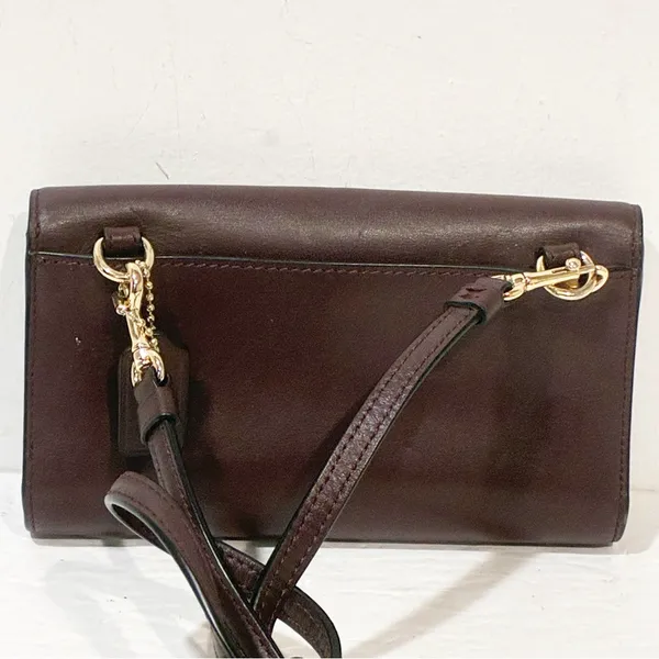 Coach‎ Burgundy Hayden Foldover Crossbody Wallet Double Snap Clutch - Image 6
