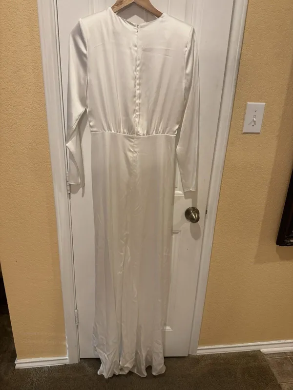 ASOS Sadie Pleated Plunge Wrap Wedding Dress Size 8 - Image 9