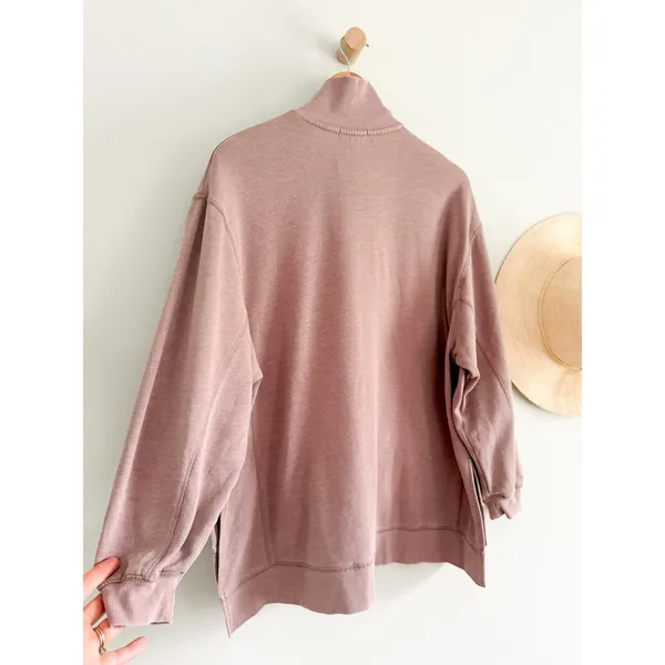 Z Supply | Oversized Half Zip Pullover Sweatshirt Mauve Pink | Sz M - Image 11