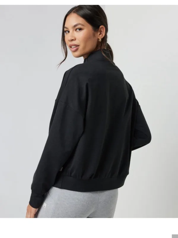 Vuori funnel neck pullover sweater charcoal black small - Image 2
