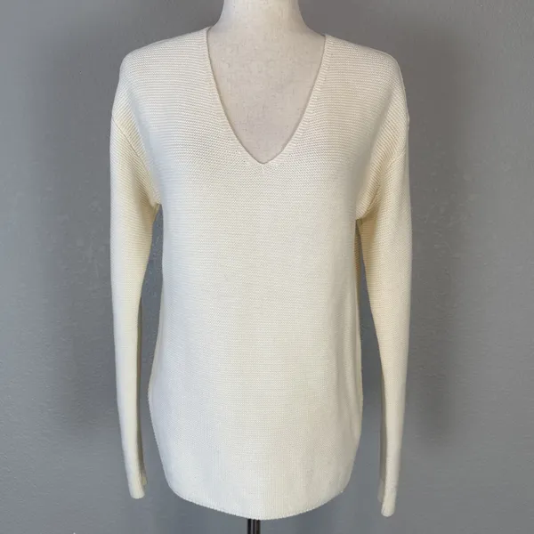 Wilfred Free‎ Aritzia Womens Wolter Sweater Size S Ecru Ivory Knit Merino Wool - Image 2