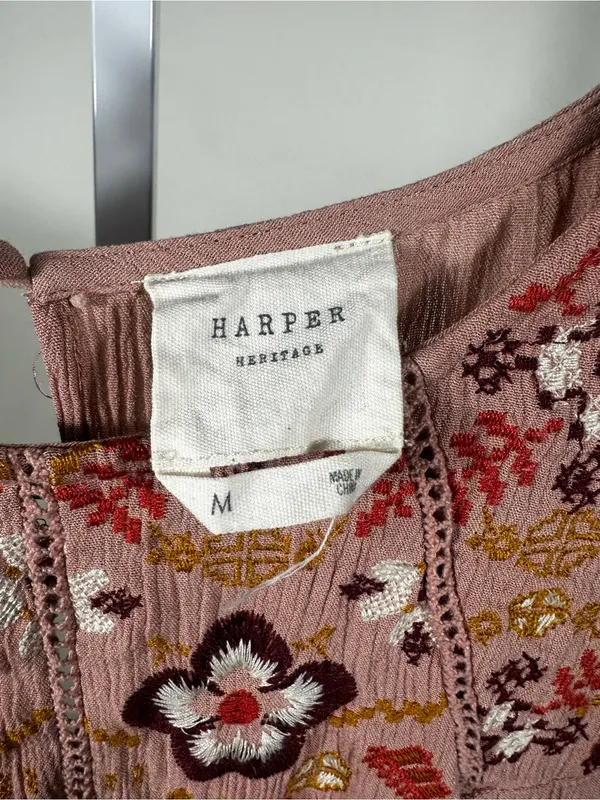 177 Harper Heritage- Dusty Rose Embroidered Long-Sleeve Peasant Top - Image 2