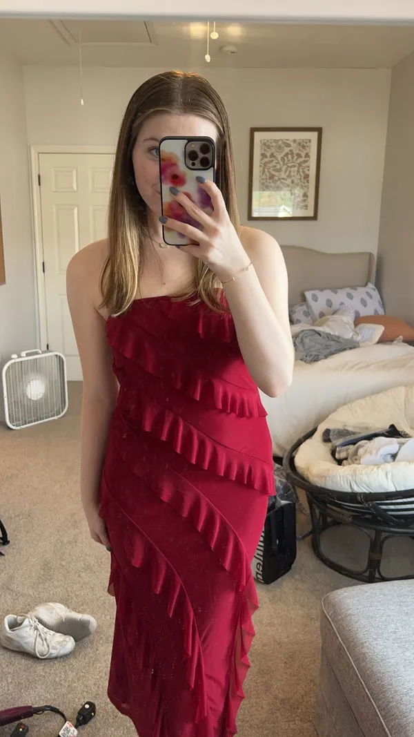 Strapless Bodycon Dress Red Size M - Image 4