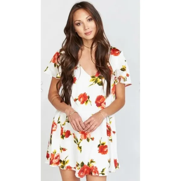 Show Me Your Mumu Kylie Mini Dress Rosa Bonita V-neck draped sleeve lined Sz XS‎ - Image 2