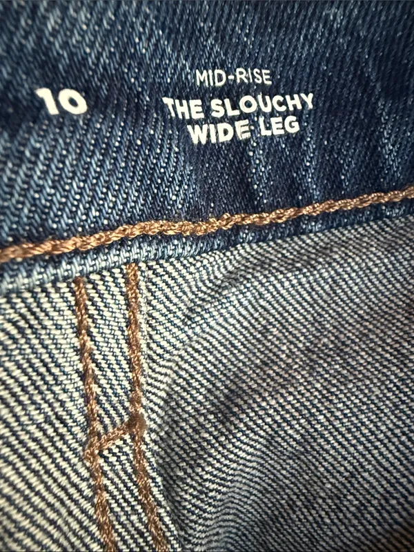 New Old Navy Mid-Rise OG “The Slouchy” Wide Leg Women’s Jeans Sz10 Dark Wash - Image 3