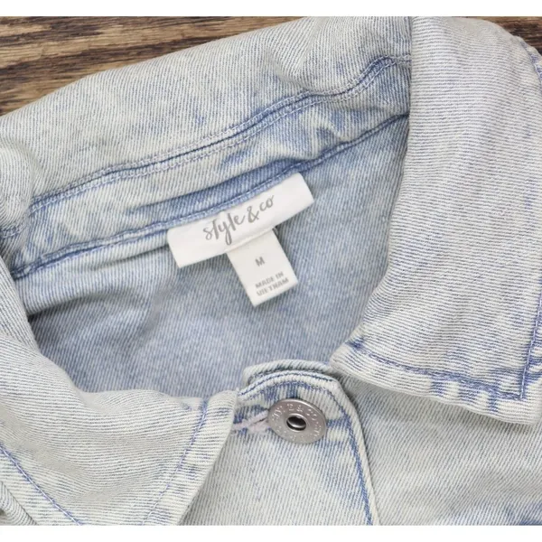 NEW Style & Co. Womens Button Up Classic Denim Trucker Jacket Tropic Blue M - Image 6