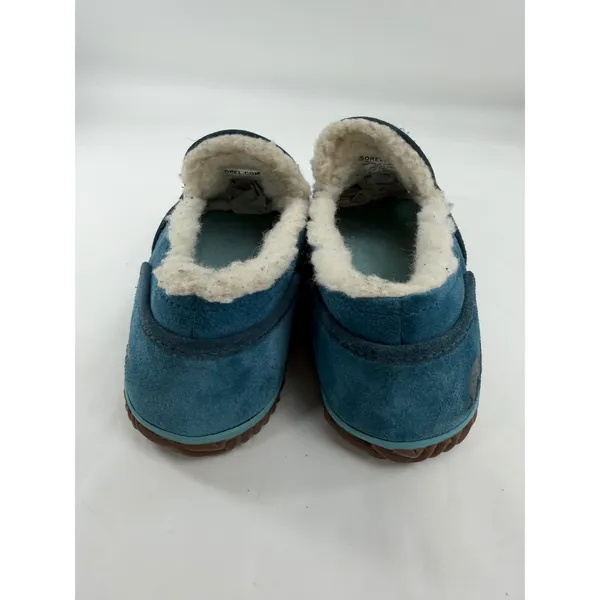Sorel Tremblant Moc Blue Suede Knit Faux Fur Slippers Womens 11 NL2121-462 - Image 7