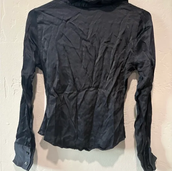 Zara Black Satin Ruched Blouse - Image 9