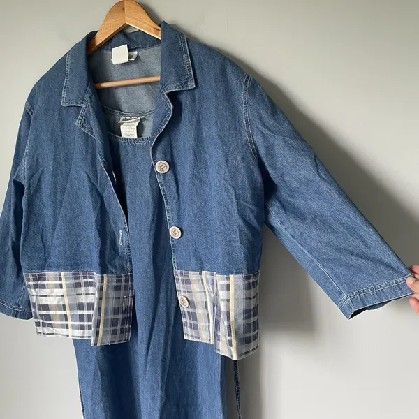 Nina Piccalino Vintage Denim Maxi Dress Jacket Set Cottagecore Blue Size 10 - Image 5