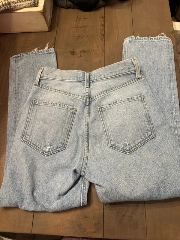 Agolde Size 24 Riley High Rise Straigh Crop Distresed Jeans Denim - Image 6