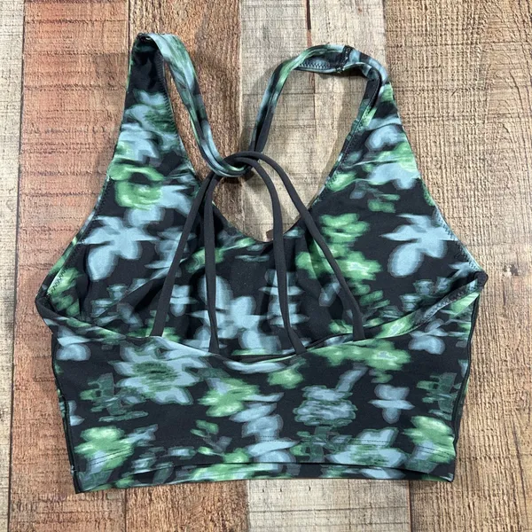 OFFLINE by Aerie Real Me Recharge Strappy Sports Bra Small Floral Print Green - Image 2