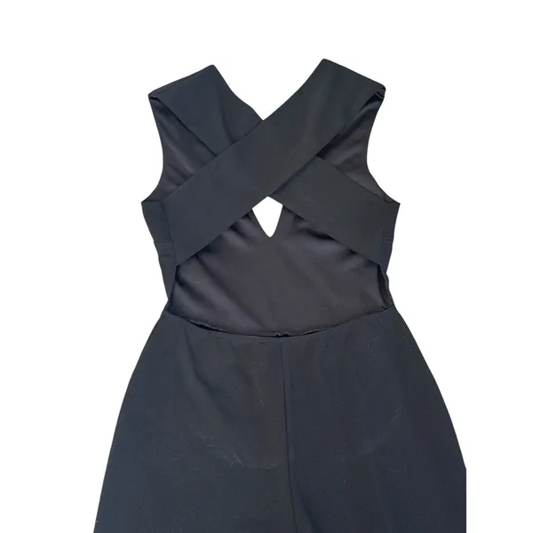 LULUS Thinking Out Loud Backless Black Jumpsuit Criss Cross Open Back Wide Leg S - Image 9