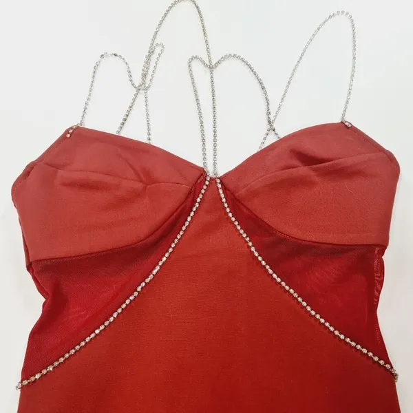 Superdown Jaxie Diamond Mini Dress in Rust XS - Image 5