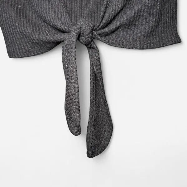 GARAGE Women's XS Black Ribbed Crop Top Casual Knit - Image 4