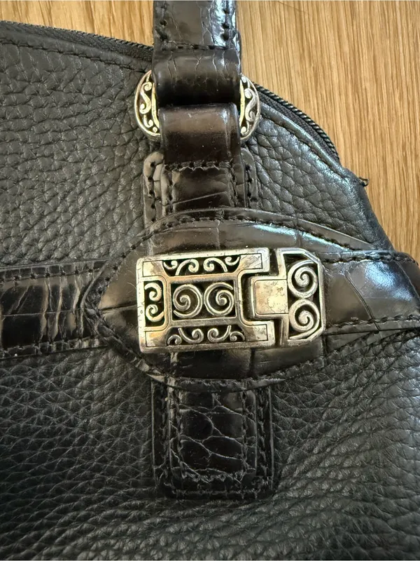 Brighton Black Pebbled Leather with Silver Hardware Everyday Shoulder Bag - Image 5