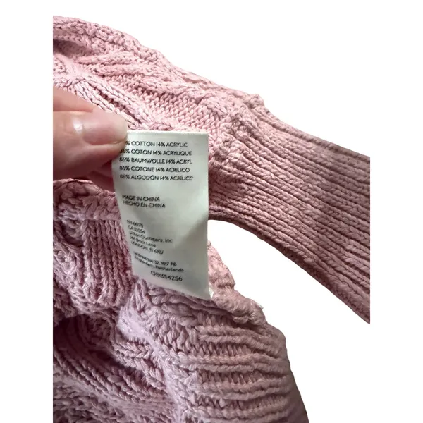 Free People‎ Pink Cable Knit Button Front Cardigan Sweater Boho Cottagecore S - Image 5