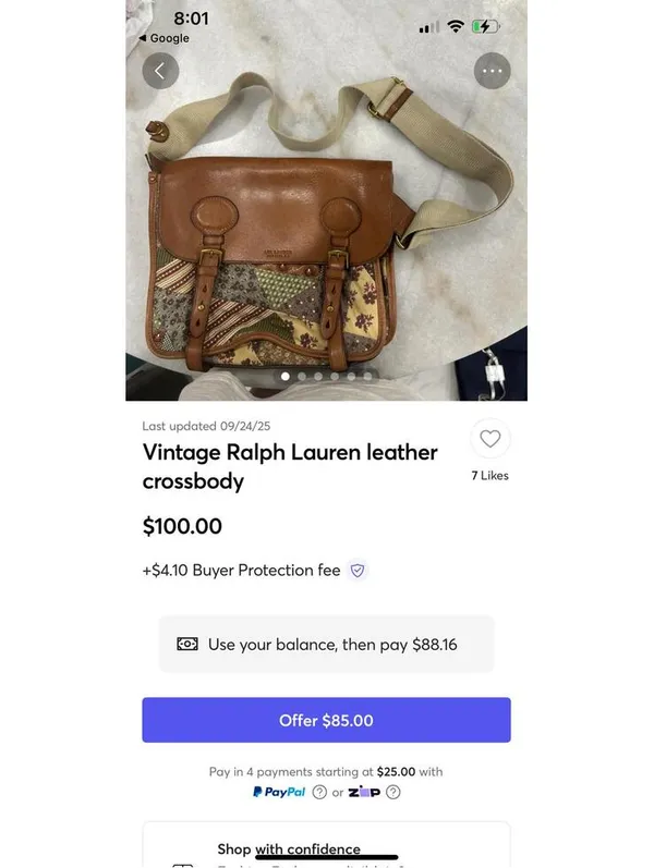 LRL RALPH LAUREN LEATHER MULTI PATCHWORK CROSSBODY BAG - Image 8
