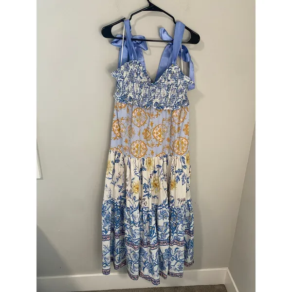 Free People Tie Strap Printed Boho Maxi Dress Size XS - Image 2