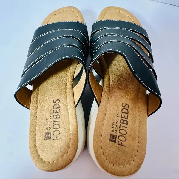 White Mountain Footbeds womens navy blue strappy comfort sandals 6 M Fascinate - Image 6